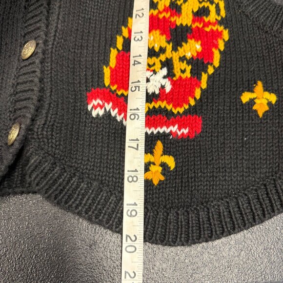 Vintage Jantzen Black Knit Sleeveless Vest Crest Patterns Button-Up Front Size L - Picture 4 of 10